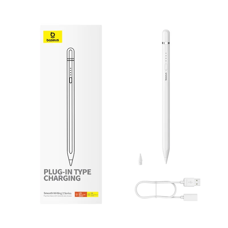 BASEUS Smooth Writing 2 Series Capacitive Stylus Plug-In Type Charging Touch Screen Pencil (Type-C Active Bluetooth-compatible Version) - White