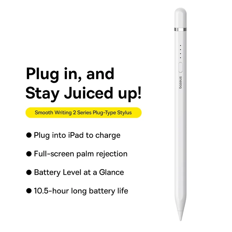 BASEUS Smooth Writing 2 Series Capacitive Stylus Plug-In Type Charging Touch Screen Pencil (Type-C Active Bluetooth-compatible Version) - White