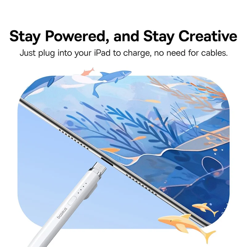 BASEUS Smooth Writing 2 Series Capacitive Stylus Plug-In Type Charging Touch Screen Pencil (Type-C Active Bluetooth-compatible Version) - White