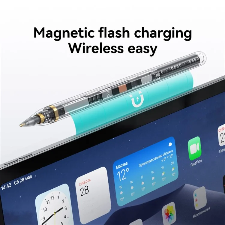 USAMS US-ZB264 Tilt-Sensitive Active Touch Capacitive Stylus Pen Magnetic Charging Transparent Pencil