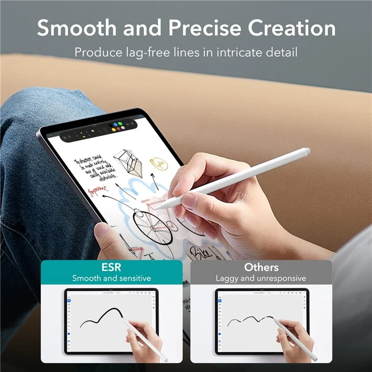 ESR 6C003 Digital Pencil Pro Magnetic Wireless Charging Stylus Smooth Writing Pencil - White