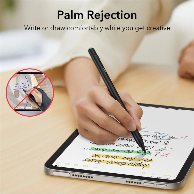 ESR 6C002 Digital Pencil Tilt Sensitivity Palm Rejection Magnetic Resin Tip Stylus Capacitive Pen - Black