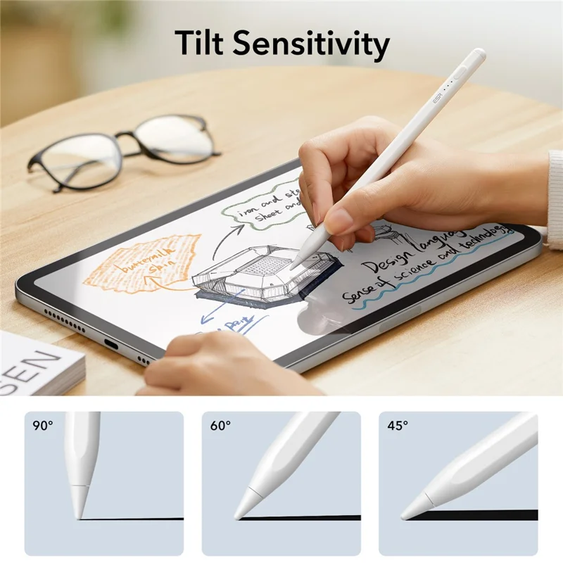 ESR 6C001 Digital Pencil Tilt Sensitivity Palm Rejection Magnetic Resin Tip Stylus Capacitive Pen - White