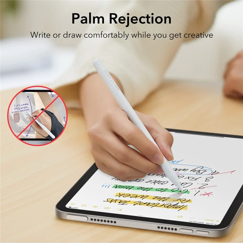 ESR 6C001 Digital Pencil Tilt Sensitivity Palm Rejection Magnetic Resin Tip Stylus Capacitive Pen - White