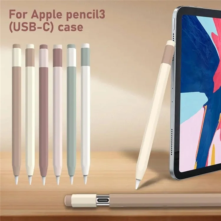 For Apple Pencil (USB-C) Anti-skid Silicone Protective Sleeve Capacitive Stylus Pen Anti-drop Cover - Light Coffee
