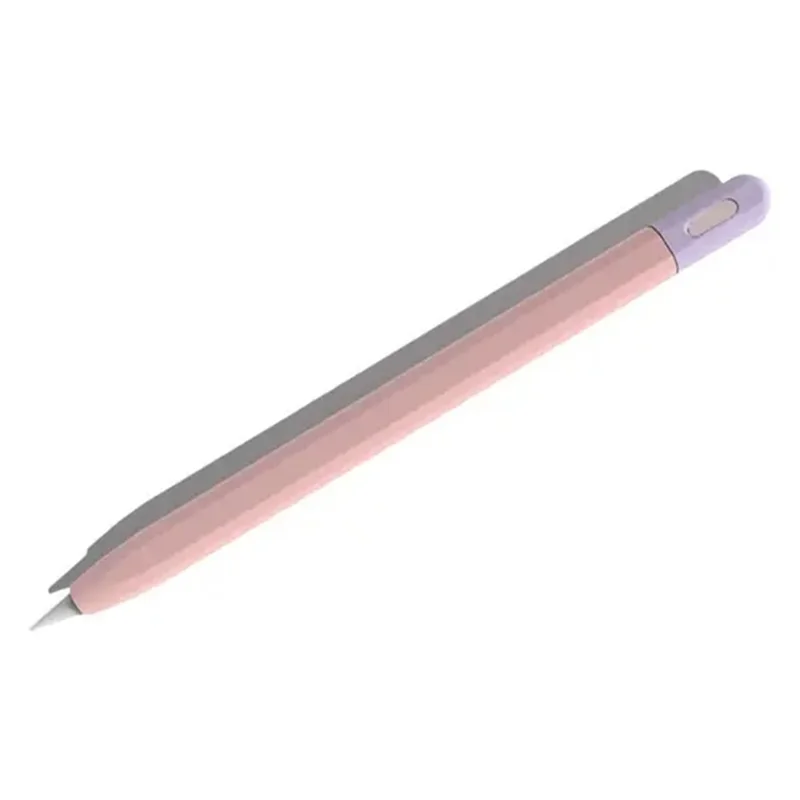 For Apple Pencil (USB-C) Contrast Color Silicone Protective Sleeve Stylus Pen Anti-drop Cover - Pink