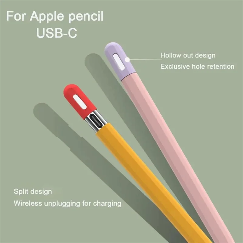 For Apple Pencil (USB-C) Contrast Color Silicone Protective Sleeve Stylus Pen Anti-drop Cover - Orange