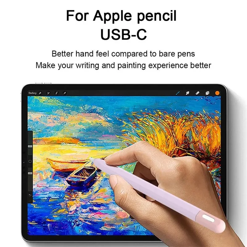 For Apple Pencil (USB-C) Contrast Color Silicone Protective Sleeve Stylus Pen Anti-drop Cover - Orange