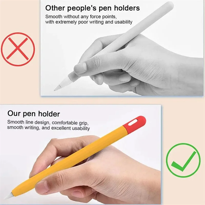 For Apple Pencil (USB-C) Contrast Color Silicone Protective Sleeve Stylus Pen Anti-drop Cover - Orange