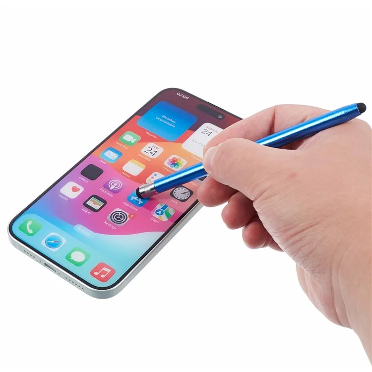 Dual Silicone Tips Passive Stylus Pen Sensitive Touch Writing Drawing Pencil - Dark Blue