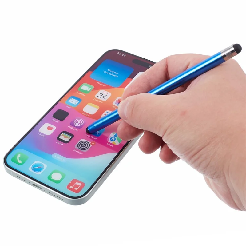 2Pcs Passive Stylus Pen Smooth Writing Drawing Touch Screen Pencil with Dual Silicone Tips - Dark Blue