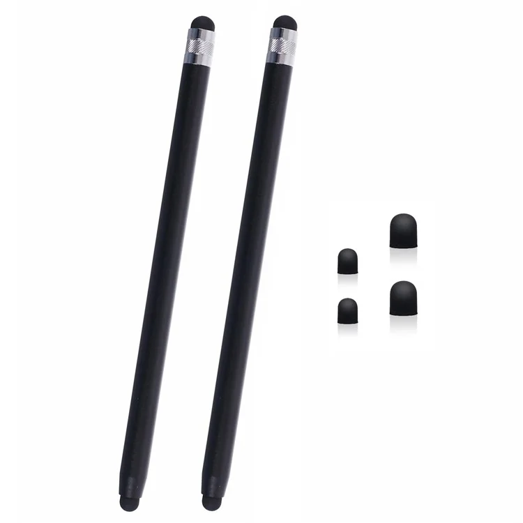 2Stück Passiver Stylus-Stift, Glatter Schreibbetrieb Zeichnen Touchscreen Bleistift mit doppelter Silikonspitze - Schwarz