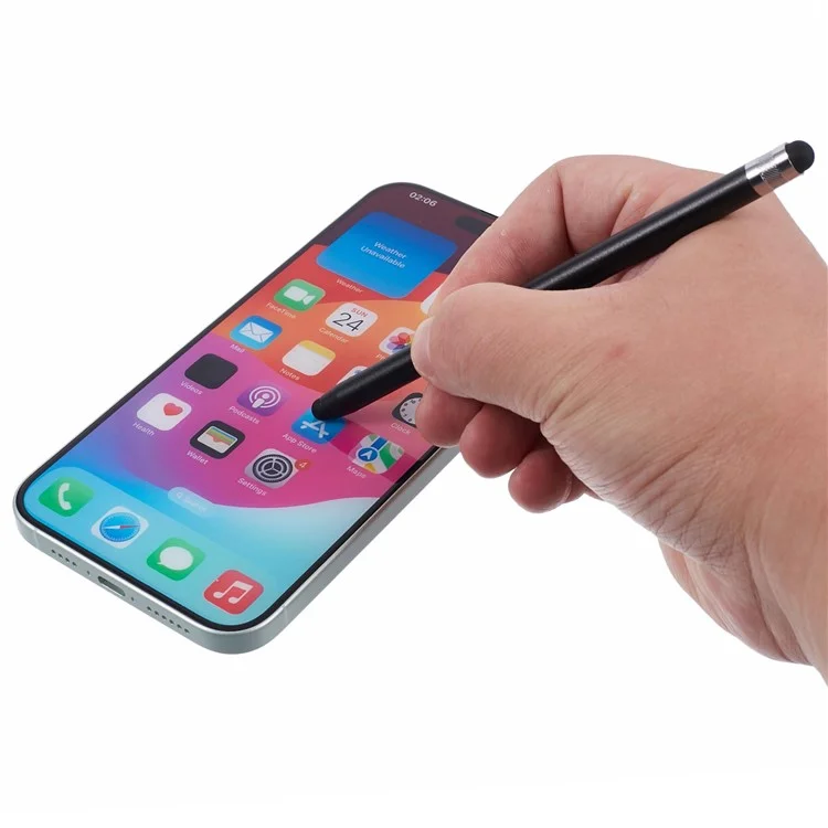 2Stück Passiver Stylus-Stift, Glatter Schreibbetrieb Zeichnen Touchscreen Bleistift mit doppelter Silikonspitze - Schwarz