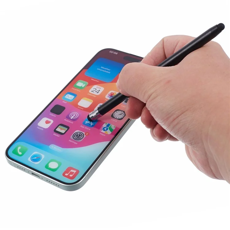 2Stück Passiver Stylus-Stift, Glatter Schreibbetrieb Zeichnen Touchscreen Bleistift mit doppelter Silikonspitze - Schwarz