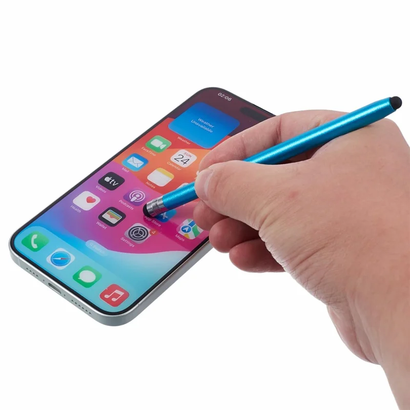 2Pcs Passive Stylus Pen Smooth Writing Drawing Touch Screen Pencil with Dual Silicone Tips - Blue