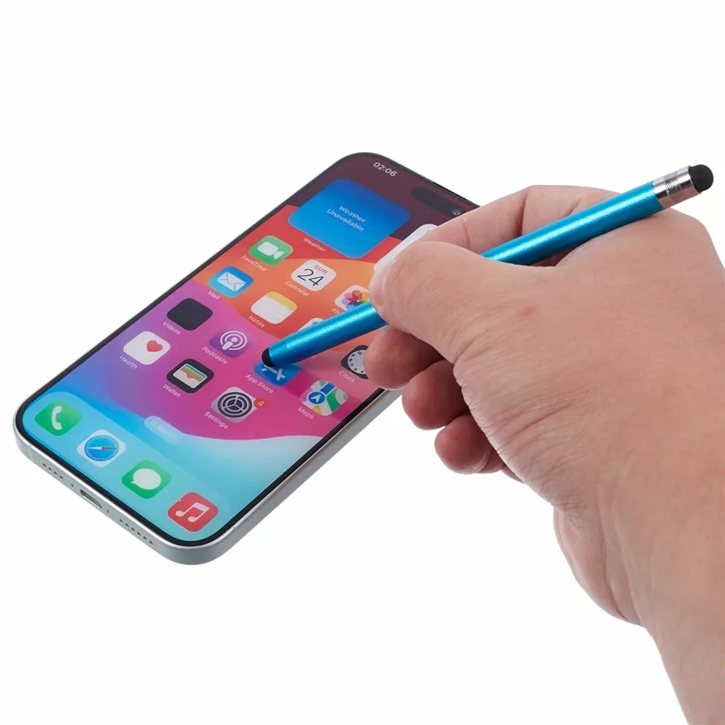 2Pcs Passive Stylus Pen Smooth Writing Drawing Touch Screen Pencil with Dual Silicone Tips - Blue