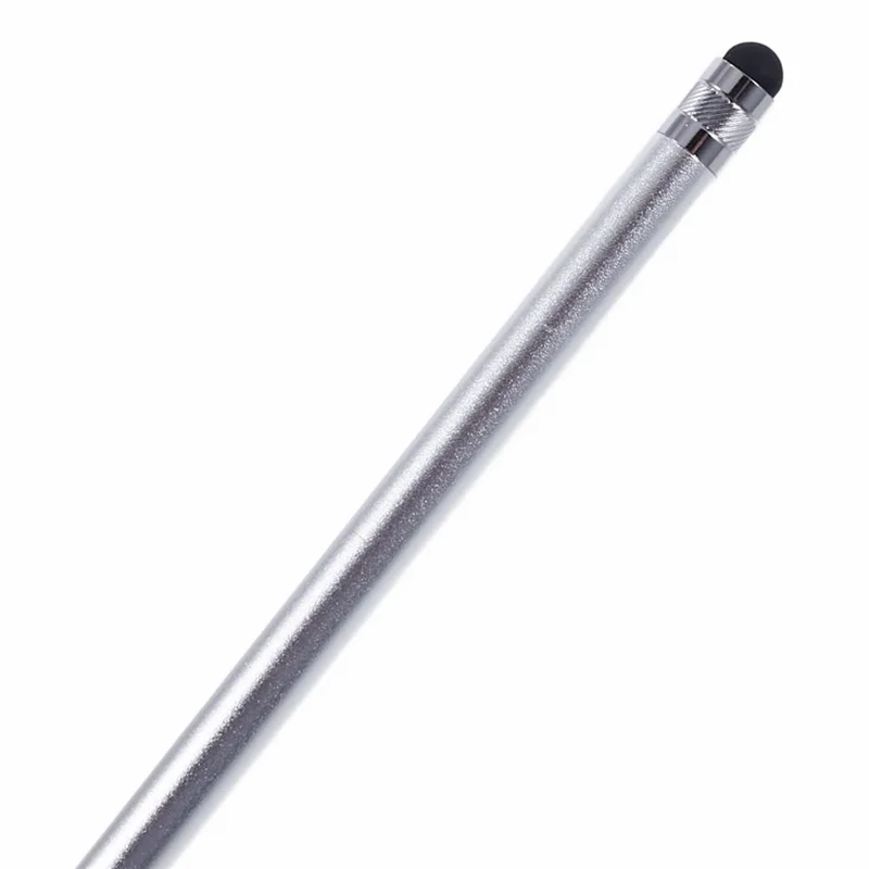 2Pcs Passive Stylus Pen Smooth Writing Drawing Touch Screen Pencil with Dual Silicone Tips - Silver