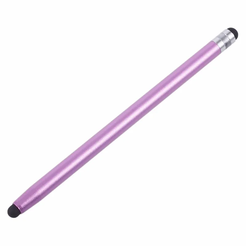 2Pcs Passive Stylus Pen Smooth Writing Drawing Touch Screen Pencil with Dual Silicone Tips - Purple