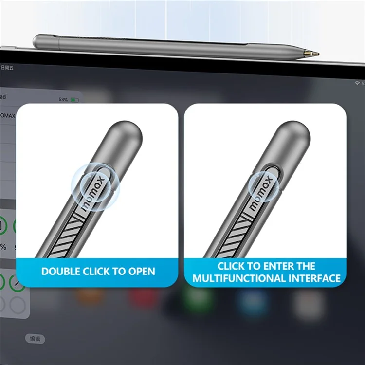 MOMAX MAG LINK Pro Transparent Capacitive Stylus Magnetic Adsorption Touch Screen Pen for iPad - Dark Grey