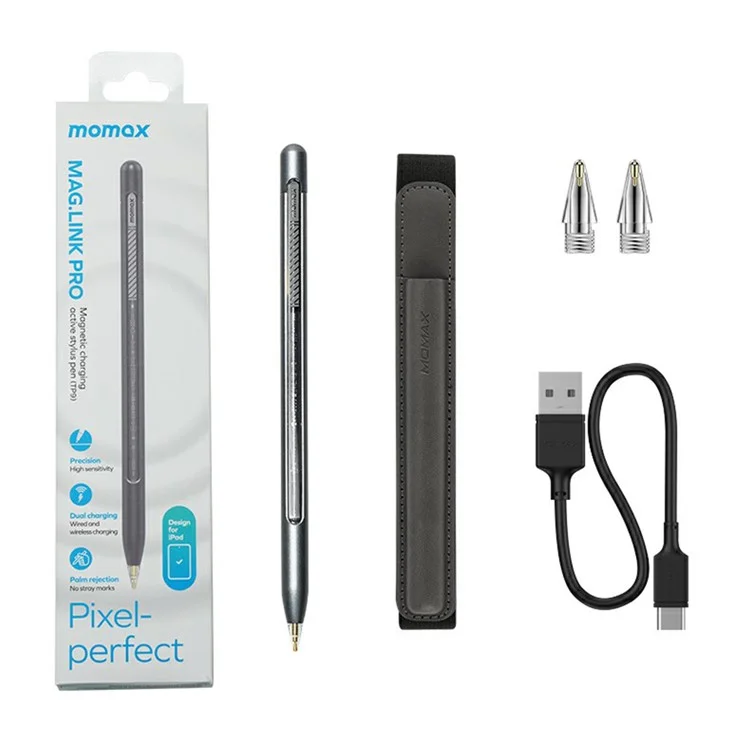 MOMAX MAG LINK Pro Transparent Capacitive Stylus Magnetic Adsorption Touch Screen Pen for iPad - Dark Grey