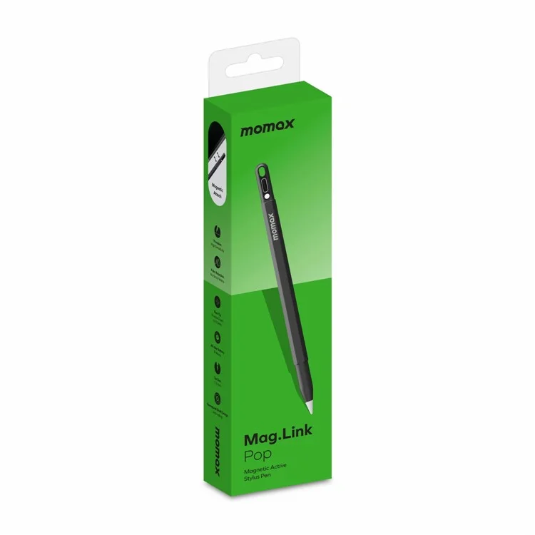 MOMAX Mag Link Pop Tablet Stylus Pen Type-C Port de charge Rejet de la paume Stylo capacitif - Noir