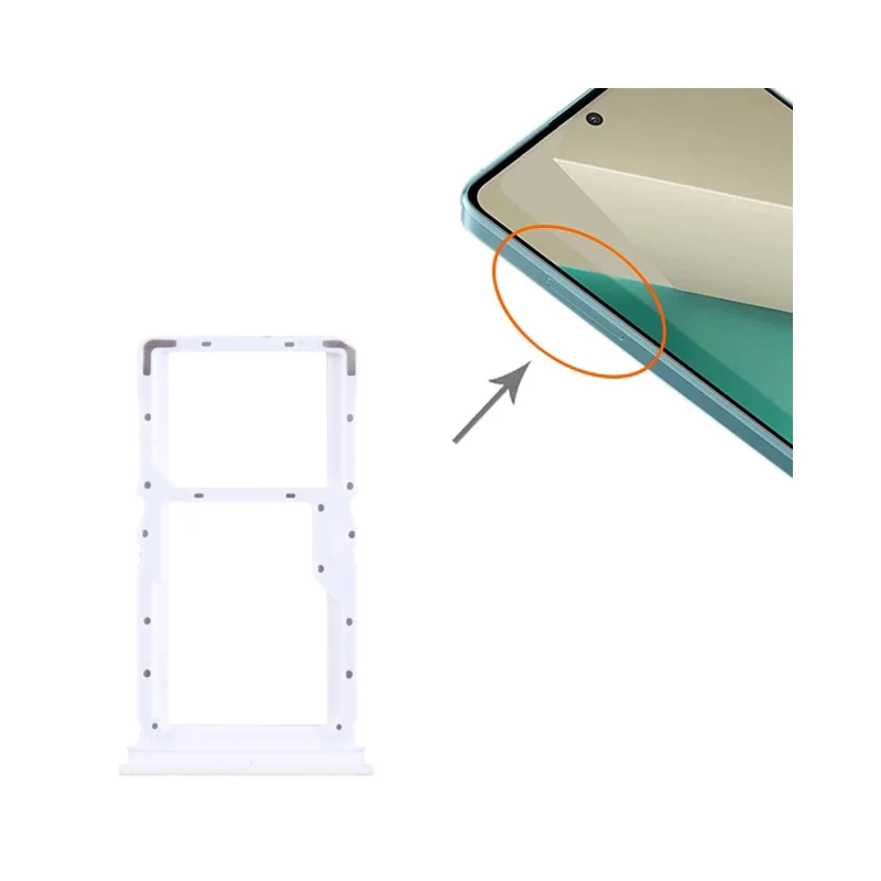 Bandeja de tarjeta SIM dual de repuesto para Xiaomi Redmi 13 4G / 13 5G (sin logotipo) - Plata