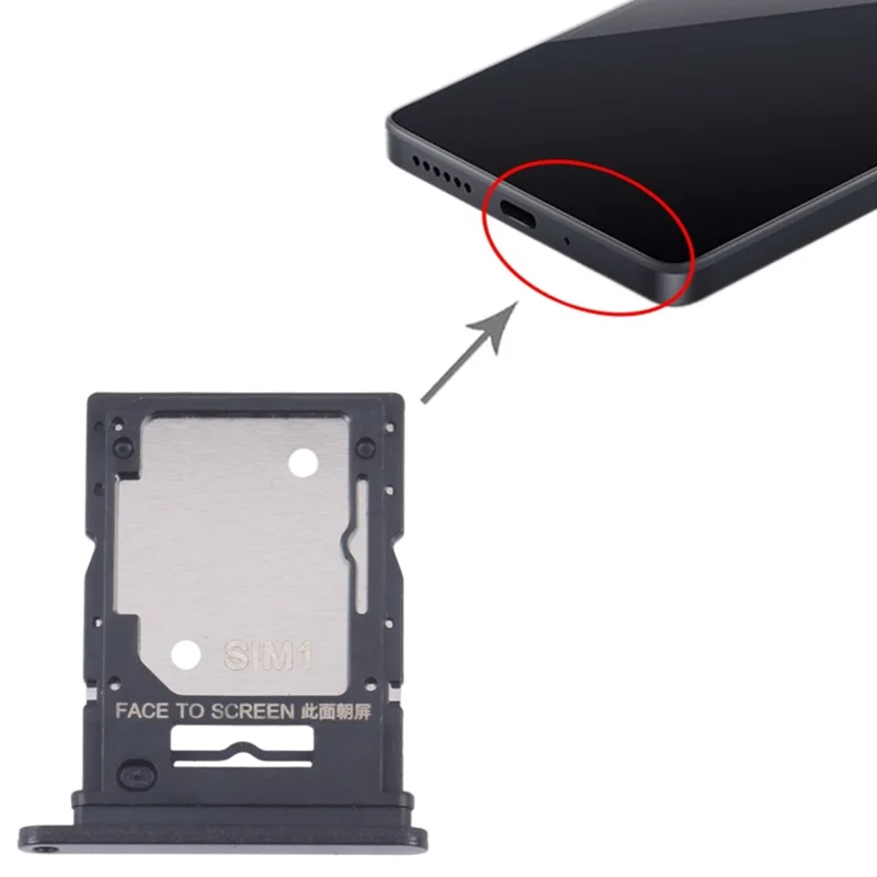 Pour Xiaomi Redmi Note 13 4G Porte-carte SIM double Pièce de rechange (sans logo) - Noir