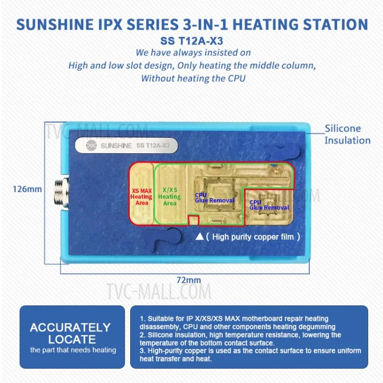 SUNSHINE SS-T12A Station De Soudage X3 Carte Mère Pour Iphone X / Xs / Xs / Max