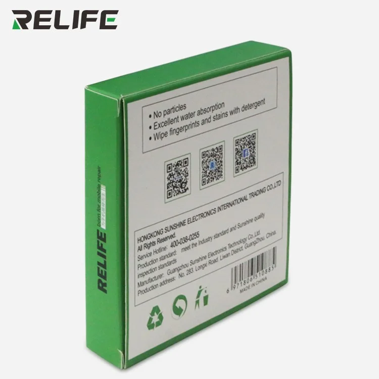 RELIFE RL-045 50 pezzi / Sacchetto Straccio anti-statico senza polvere per riparazione telefonica Pulitore Panno