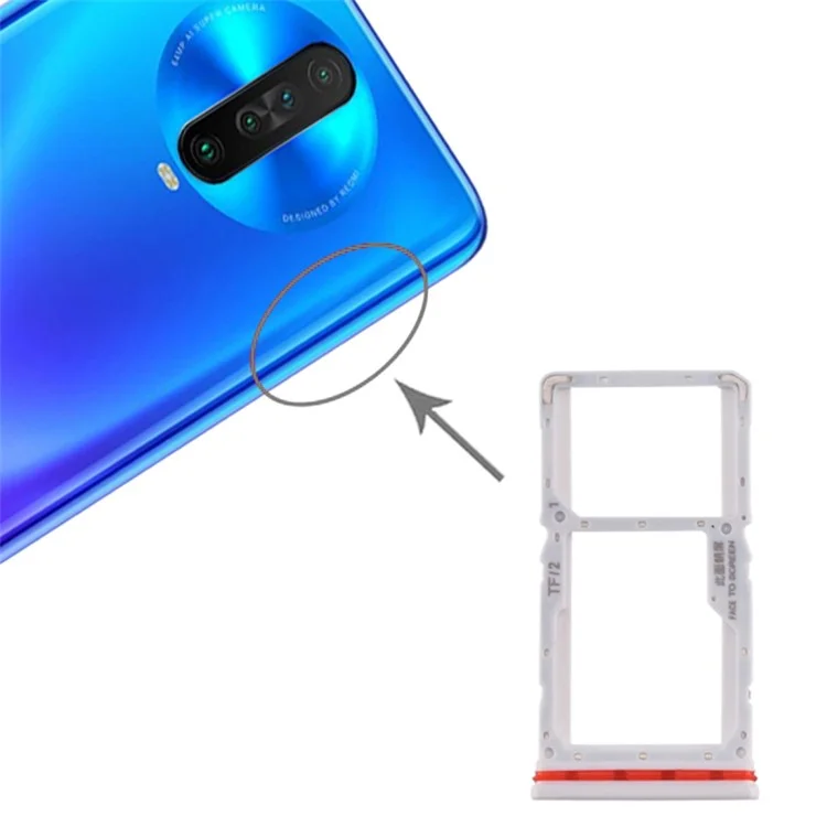 Single SIM + TF Card Tray Holder Replacement (without Logo) for Xiaomi Redmi K30 4G - White