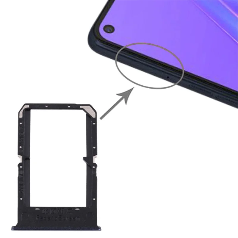 For Oppo A72 CPH2067 Dual SIM Card Tray Holder Replacement (without Logo) - Black