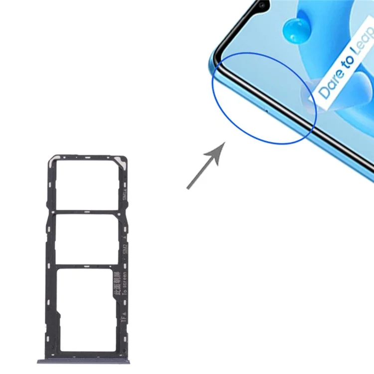 Para Realme C11 (2021) RMX3231 Tarjetas Dual SIM + Soporte para tarjeta TF individual Reemplazo (sin logotipo) - Gris