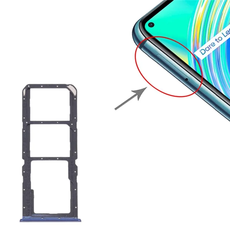 For Realme C17 RMX2101 Dual SIM Cards + Single TF Card Tray Holder Replacement (without Logo) - Blue