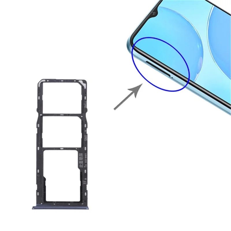 For Oppo A15s CPH2179 Dual SIM Cards + Single TF Card Tray Holder Replacement (without Logo) - Blue