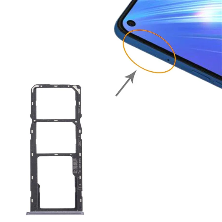 For Realme 6 Dual SIM Cards + Single TF Card Tray Holder Replacement (without Logo) - Black