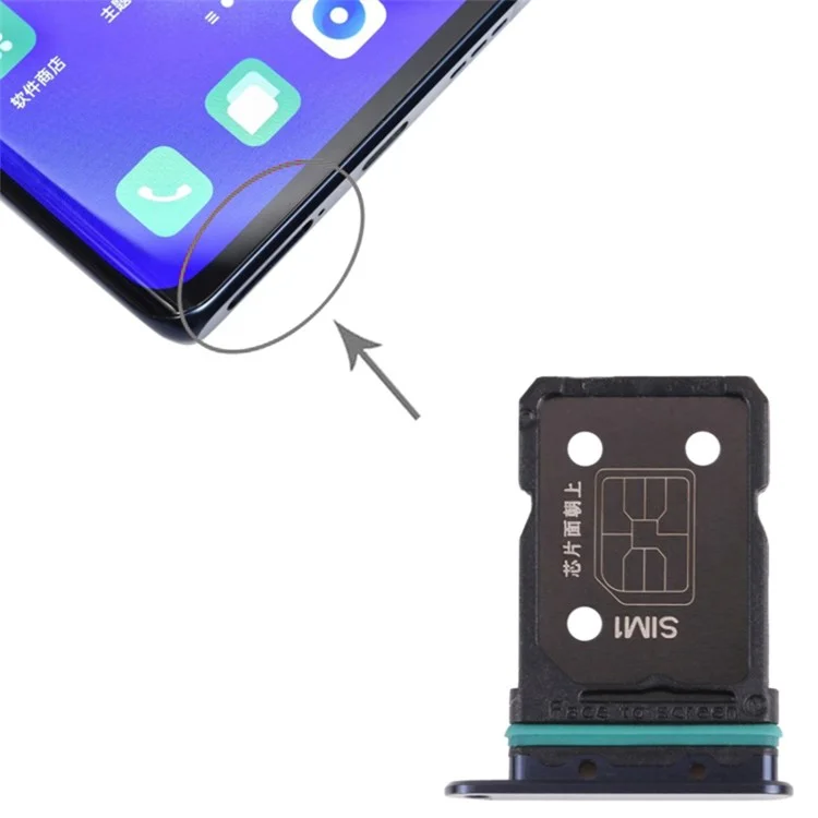 Pour Oppo Reno5 Pro + 5G Double SIM Card Carte Tray Holder Remplacement (sans Logo) - le Noir