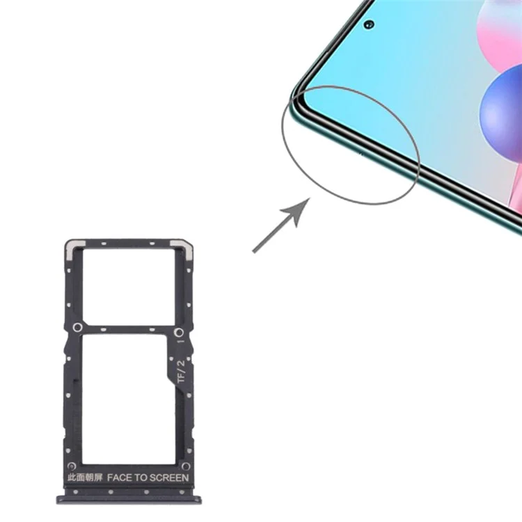 Для Xiaomi Redmi Note 10 5G / Poco M3 Pro 5G / Redmi Note 10T 5G Лоток для двух SIM-карт + один лоток для карты TF замена (без логотипа) - черный