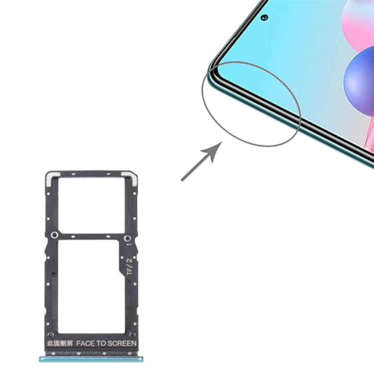 For Xiaomi Redmi Note 10 5G/Poco M3 Pro 5G/Redmi Note 10T 5G Dual SIM Cards + Single TF Card Tray Holder Replacement (without Logo) - Green