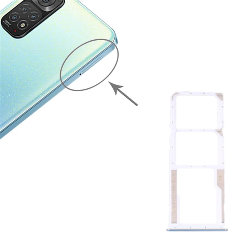 For Xiaomi Redmi Note 11 4G (Qualcomm)/Redmi Note 11S 4G Dual SIM Cards + Single TF Card Tray Holder Replacement (without Logo) - Baby Blue