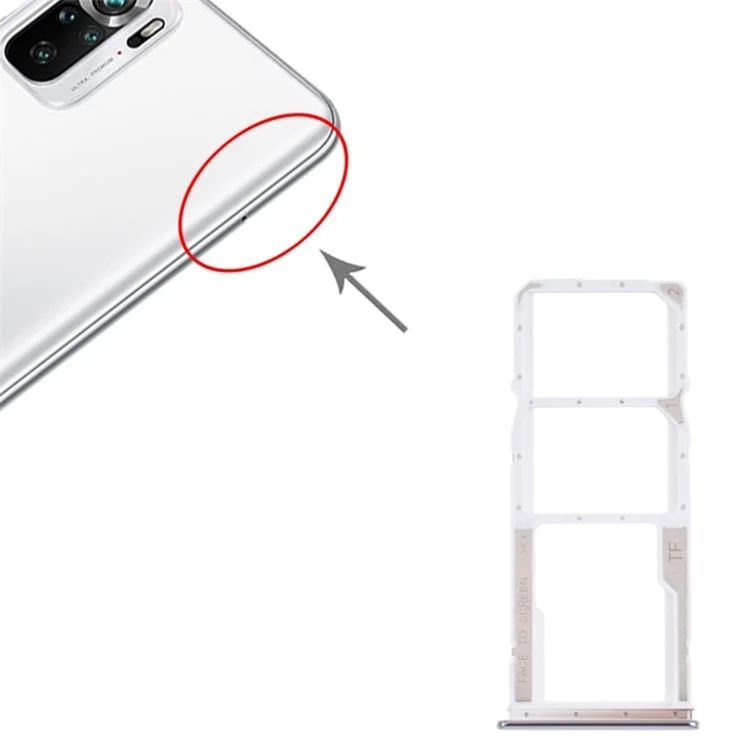 For Xiaomi Redmi Note 10 4G / Note 10S 4G Dual SIM Card + TF Card Tray Holder Replacement (without Logo) - White