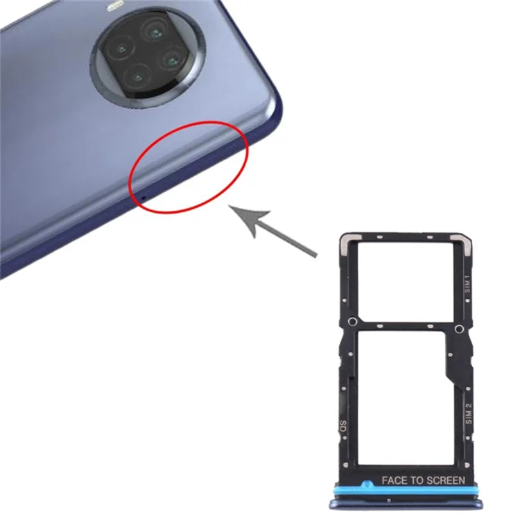 For Xiaomi Mi 10T Lite 5G  Dual SIM Card + SD Card Tray Holder Replacement (without Logo) - Blue