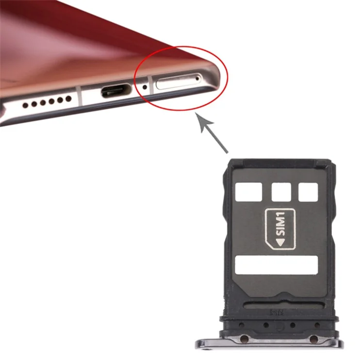 Для Huawei P40 Pro 5G Dual SIM Card Tray Holder Replacement (без логотипа) - Черный