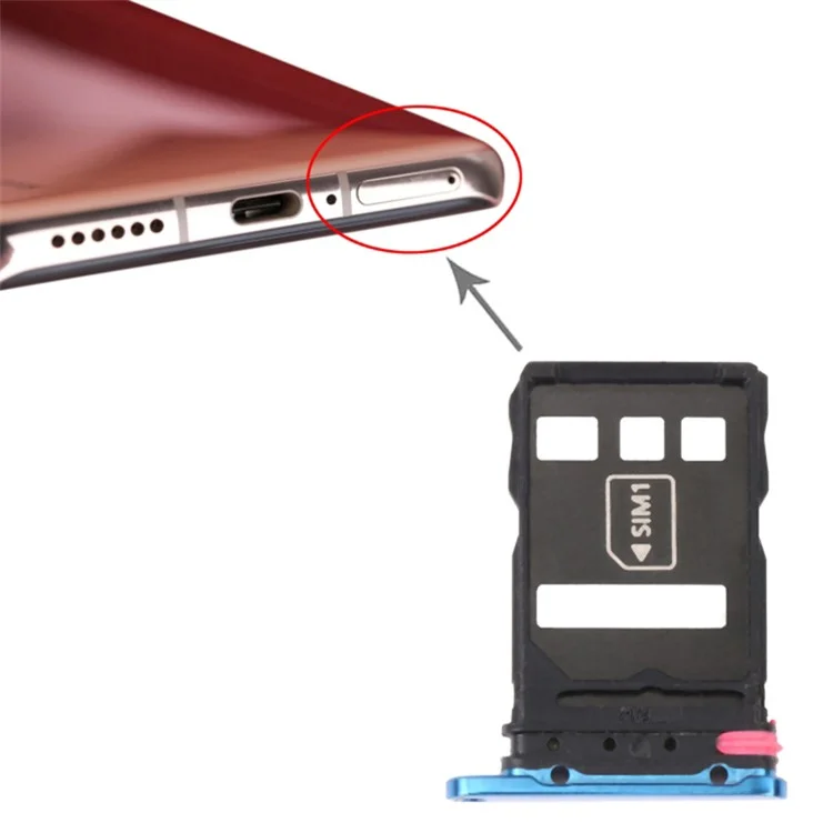 For Huawei P40 Pro 5G Dual SIM Card Tray Holder Replacement (without Logo) - Blue