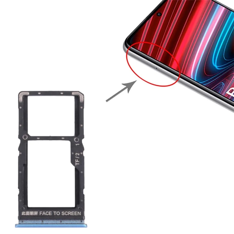 For Xiaomi Redmi Note 11T 5G / Poco M4 Pro 5G Dual SIM Card Tray Holder Replacement (without Logo) - Blue
