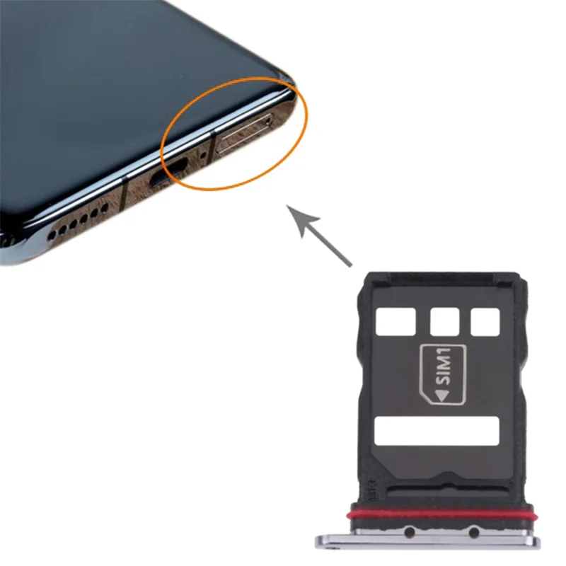 For Huawei P50 4G Dual SIM Card Tray Holder Replacement (without Logo) - Black