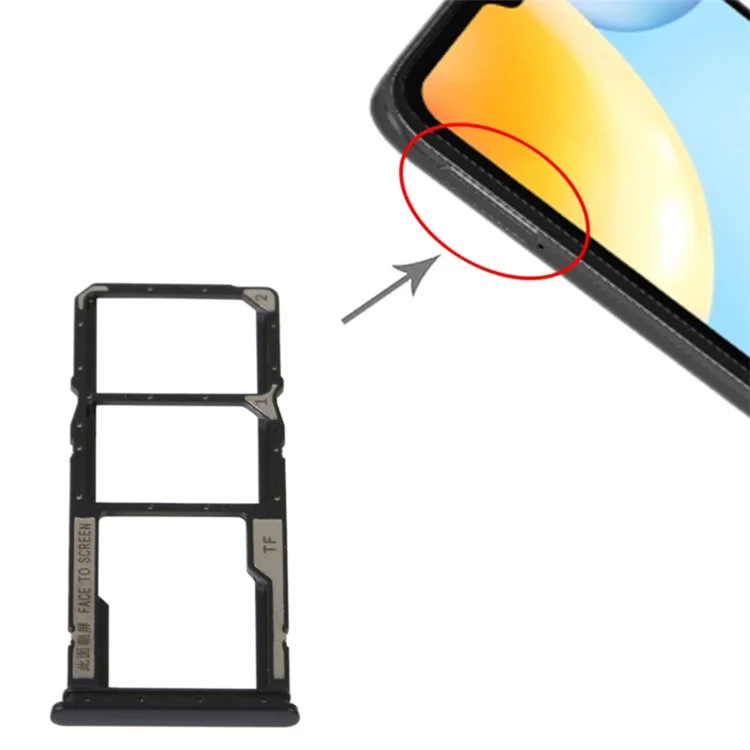 Pour Xiaomi Redmi 10C 4G / Redmi 10 (Inde) 4G / Poco C40 4G Dual SIM Card + Support de Carte TF de Remplacement (sans Logo) - Noir