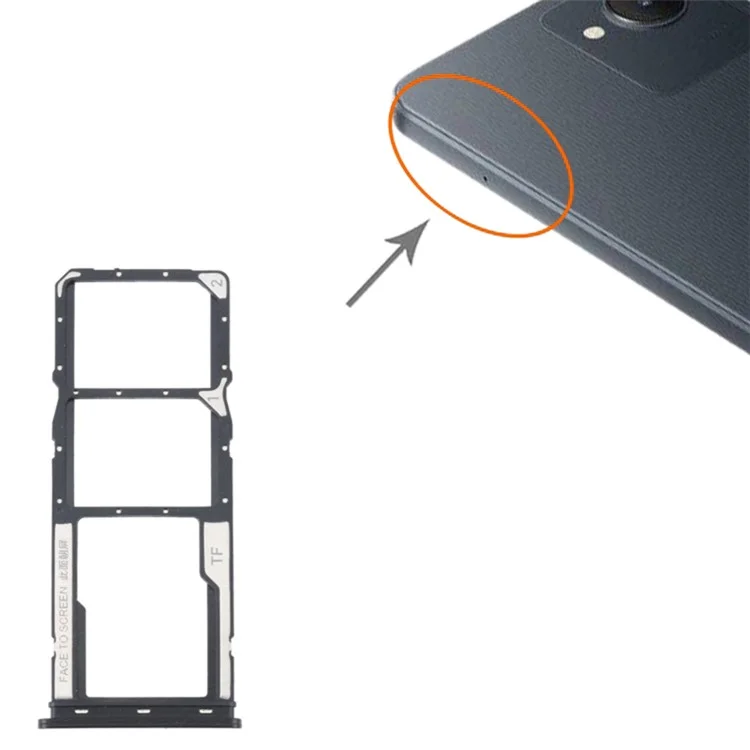 For Xiaomi Redmi A1 4G / Redmi A1+ 4G Dual SIM Card + TF Card Tray Holder Replacement (without Logo) - Black
