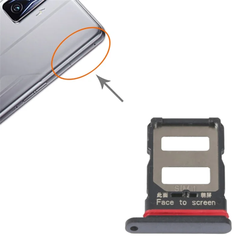 Para Xiaomi Redmi K50 / K50 Pro Dual SIM Card Tray Holder Replacement Part (sem logotipo) - Preto