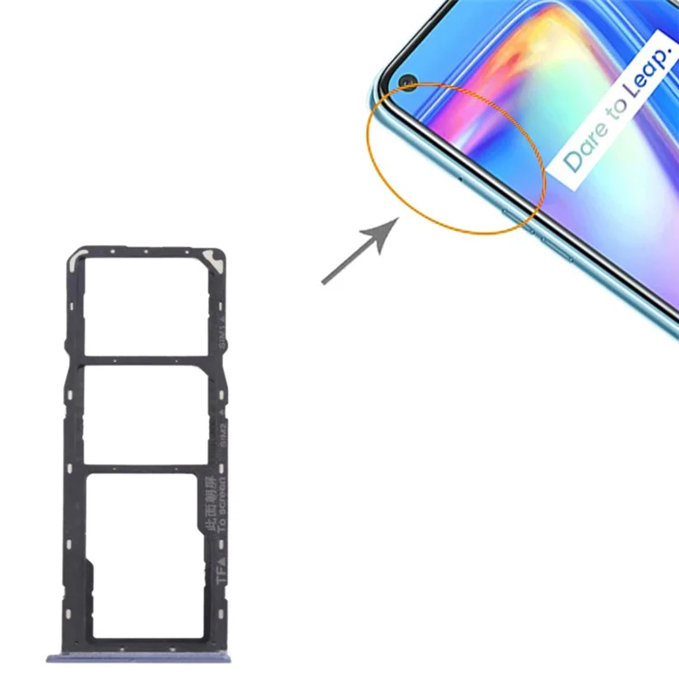 For Realme 7 (Global) / Realme 7 (Asia) Dual SIM Card + TF Card Tray Holder Replacement Part (without Logo) - Blue