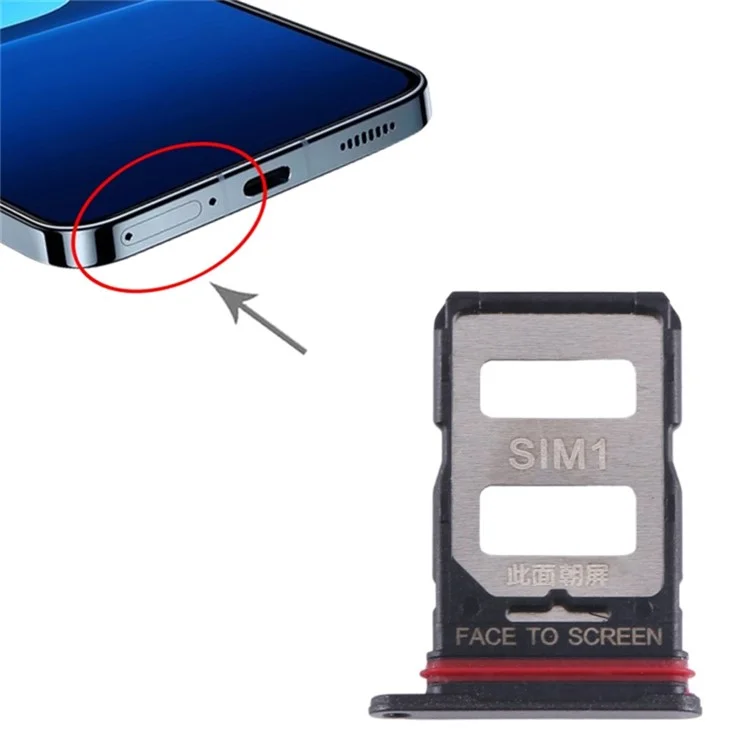 Для Xiaomi 13T / 13T Pro Dual SIM Card Tray Holder Replacement Part (без логотипа) - Черный